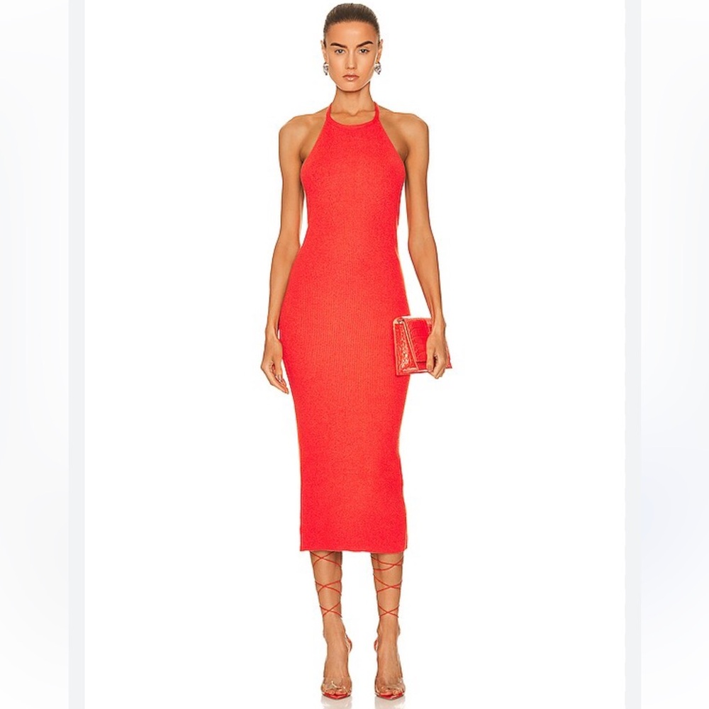 Helmet Lang Beaded Rib MIDI Dress Size L